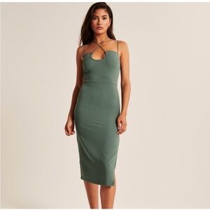Abercrombie & Fitch Green Strappy Midi Dress Medium New with Tags